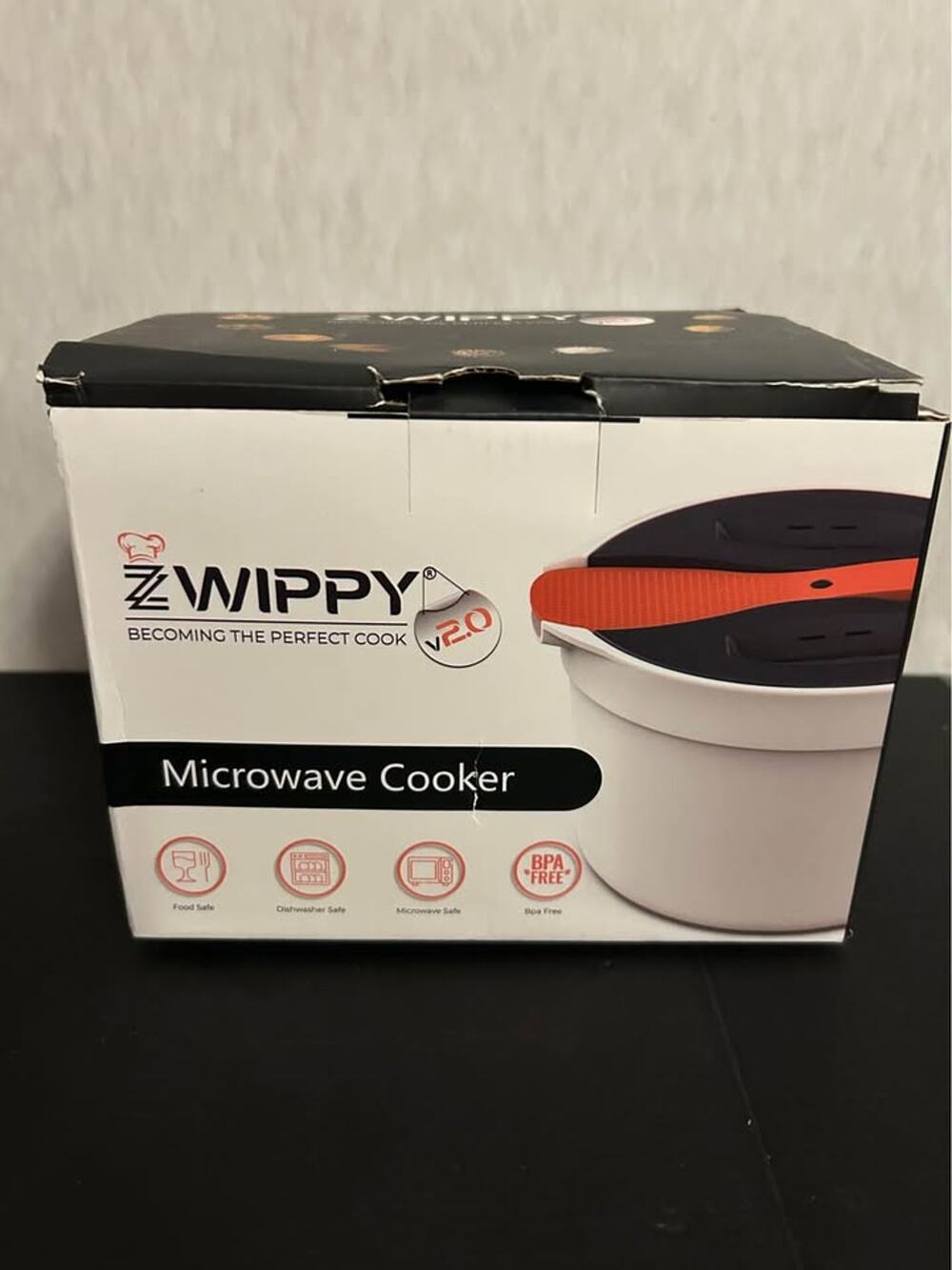 Zwippy 2L Microwave Rice Cooker Pasta Steamer with Measuring Cup and Paddle